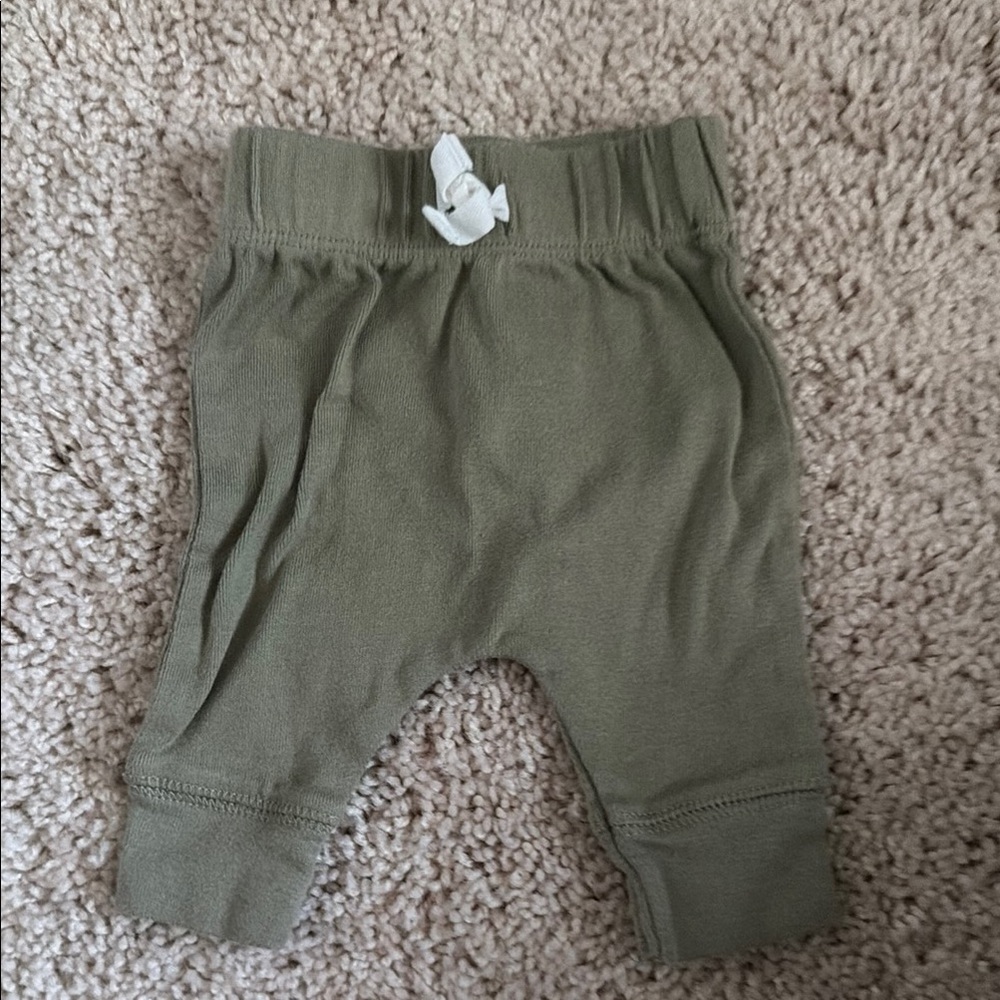 Carter's Olive Green Baby Diaper Cover Pants with White Tie